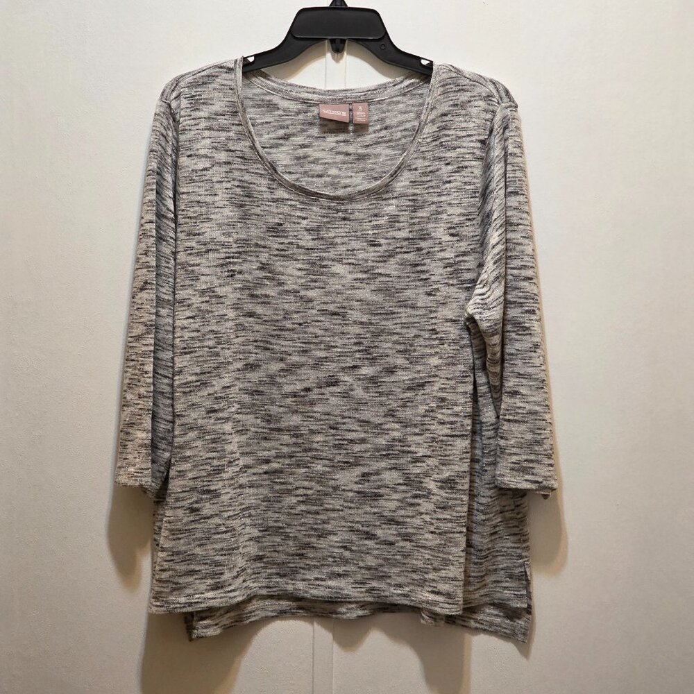 Chico's Gray Silver Metallic 3/4 Sleeve Sweater Top 3 XL 16